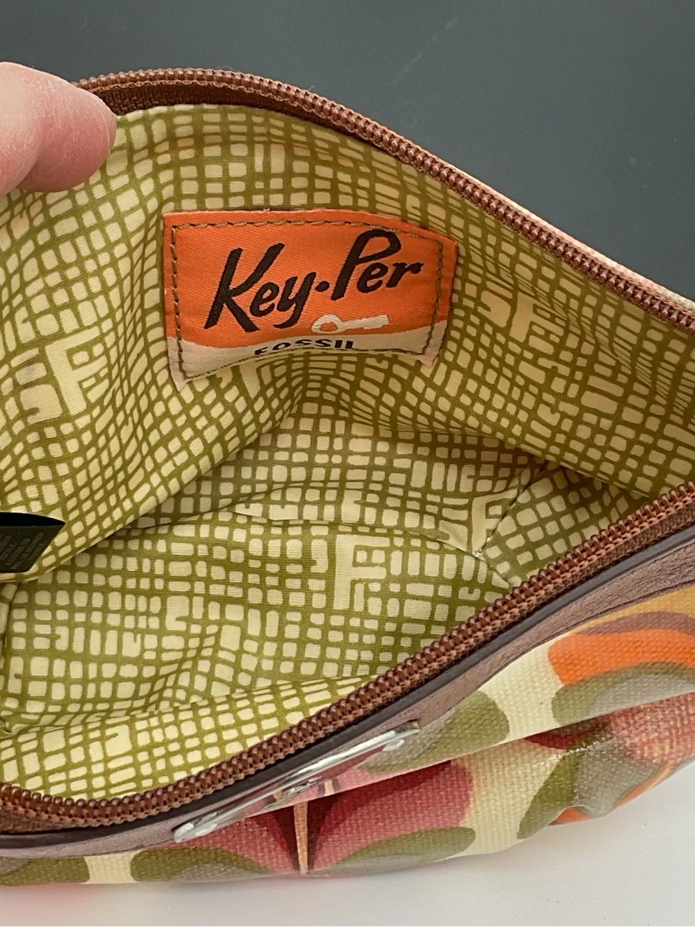 Fossil Key-Per Retro Floral Coated Canvas Cosmetic Pouch